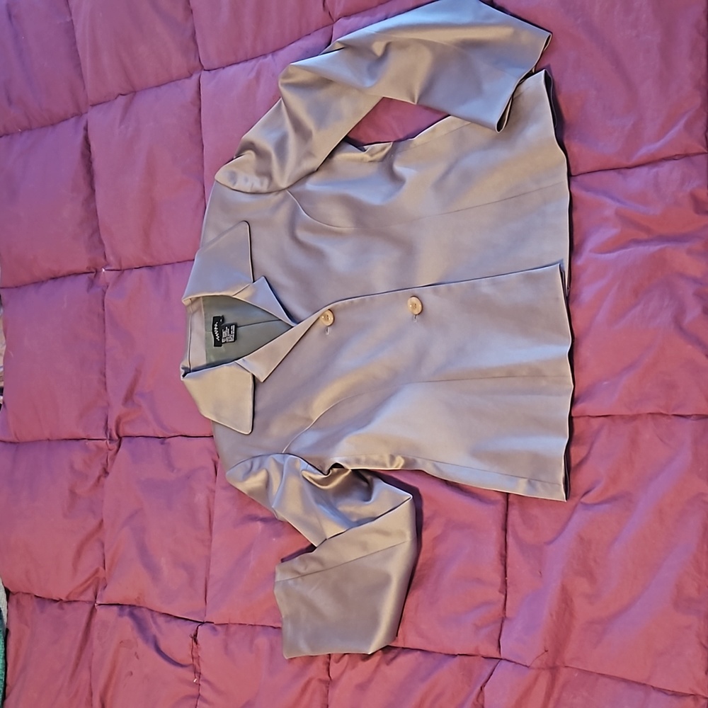 Shiny Silver Gray Satin Castro Concepts Blazer / Jacket size 8 / M